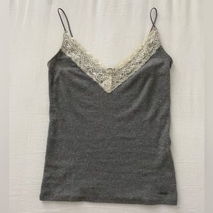 Hollister 2000s Gray Lace Cami Tank Top Size M